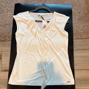 Calvin Klein Cream Ruffled Blouse XS